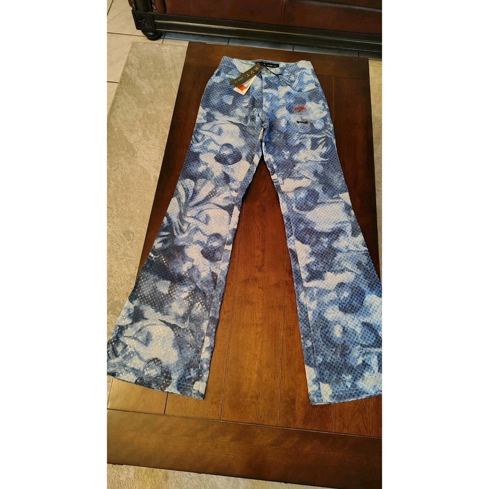 Vintage Rtv Jeans Co. Blue Pattern Pants Flare Fit‎ Size 3
